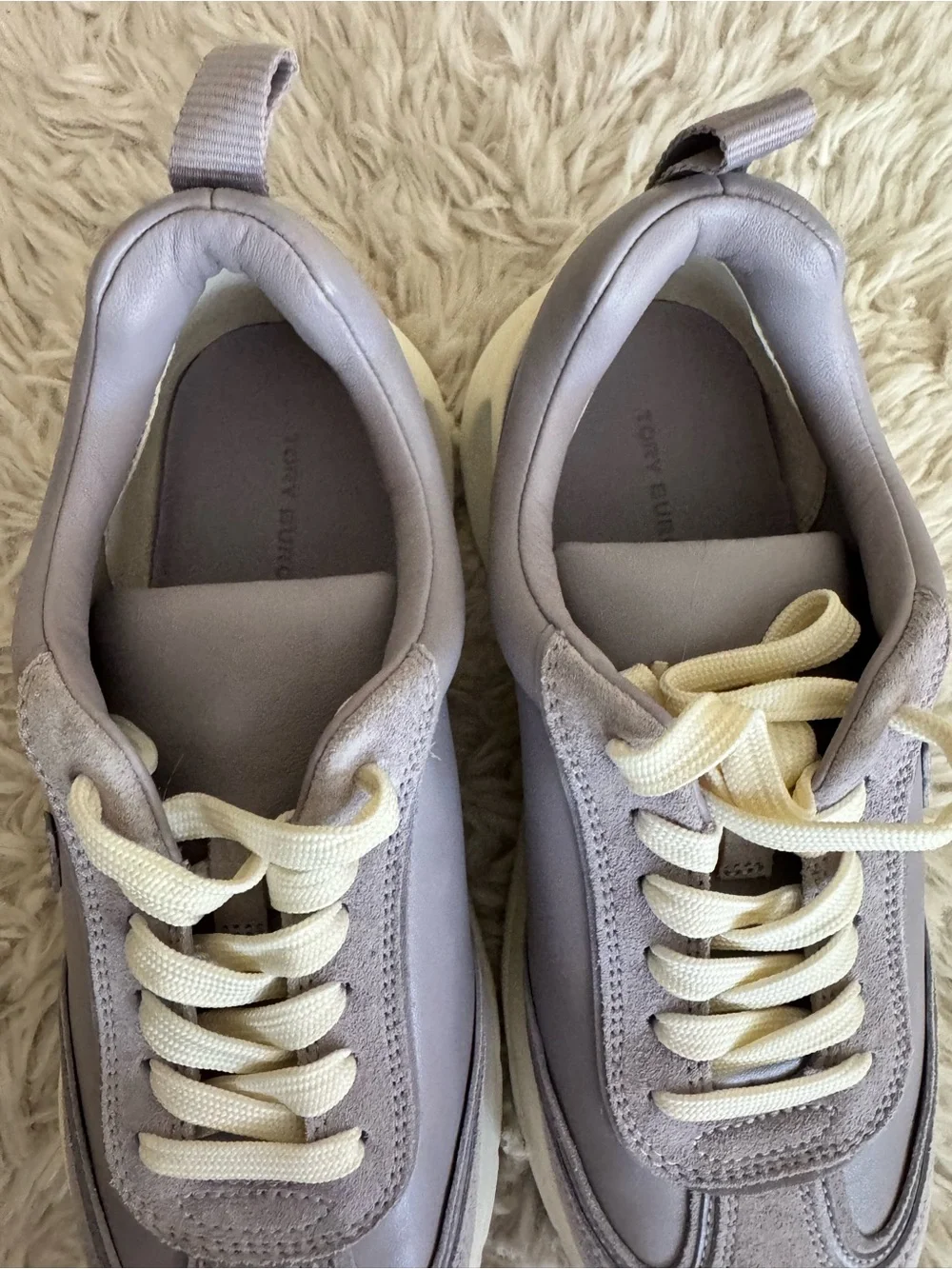 Tory Burch Good Luck Trainer Sneakers Spring Lavender Leather Suede Size 8